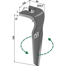 Dent pour herses rotatives, modèle gauche - Rabe - 06984375602 - 8437.56.02