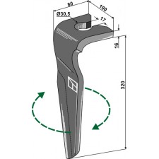 Dent pour herses rotatives, modèle droit - Rabe - 06984375601 - 8437.56.01