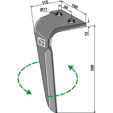 Dent pour herses rotatives, modèle gauche - Rau - 0058899
