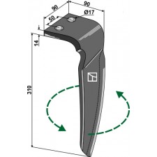 Dent pour herses rotatives, modèle gauche - AG000099