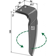 Dent pour herses rotatives, modèle gauche - AG000097