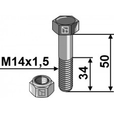 Boulon avec écrou à freinage interne - M14x1,5 - 12.9 - AG008781