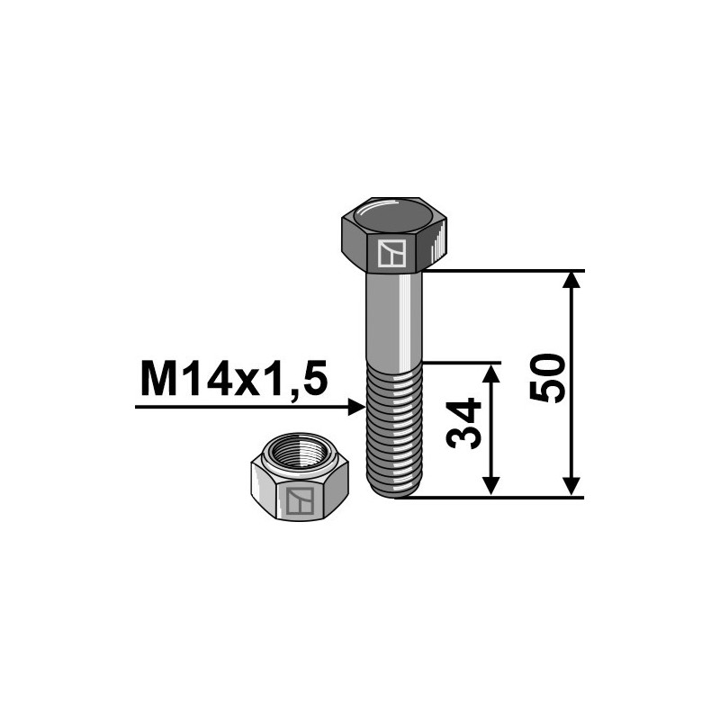 Boulon avec écrou à freinage interne - M14x1,5 - 12.9 - AG008781