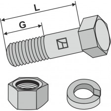 Boulon avec écrou et rondelle-ressort - 1/2''UNF x38