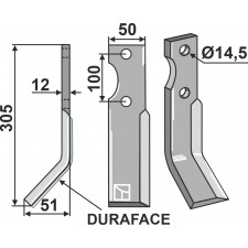 Dent rotative DURAFACE, modèle gauche - AG014383