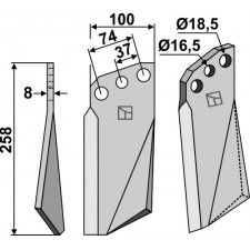 Dent rotative, modèle gauche - Kuhn - 522603