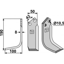 Lame de fraise rotative gauche - AG000604